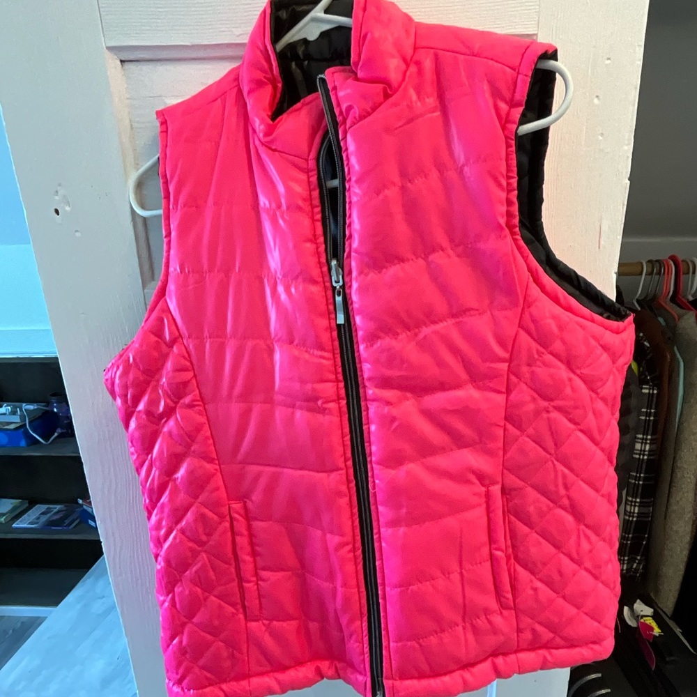 Pink and black reversible vest